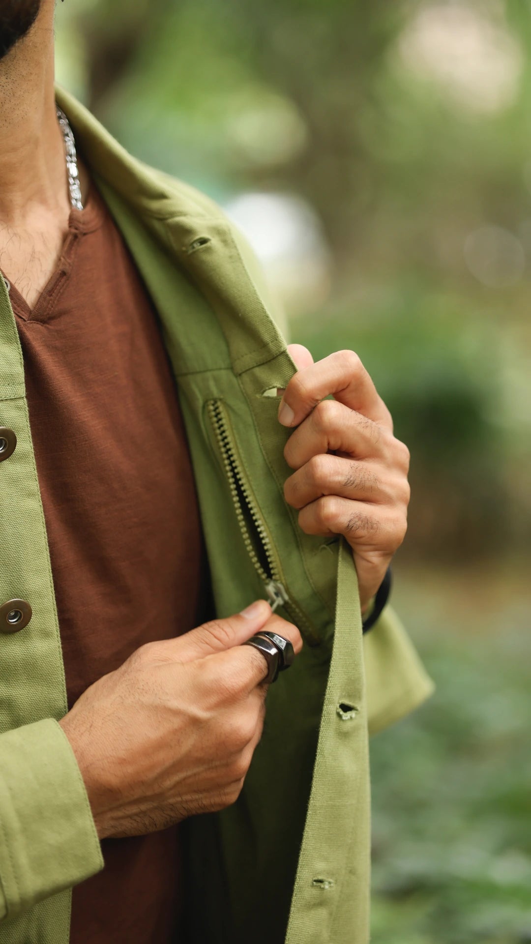 Men's Cotton Canvas Jacket - Moss Green