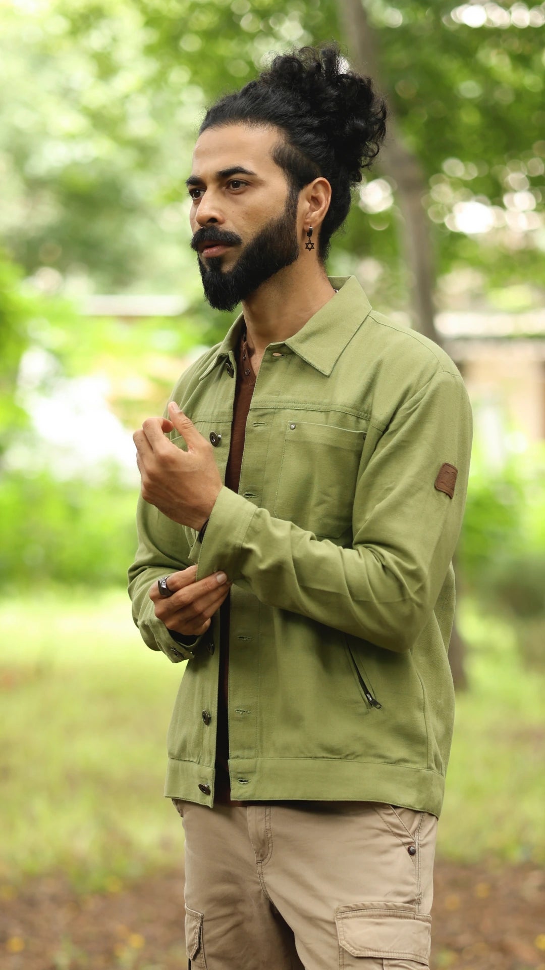 Men's Cotton Canvas Jacket - Moss Green