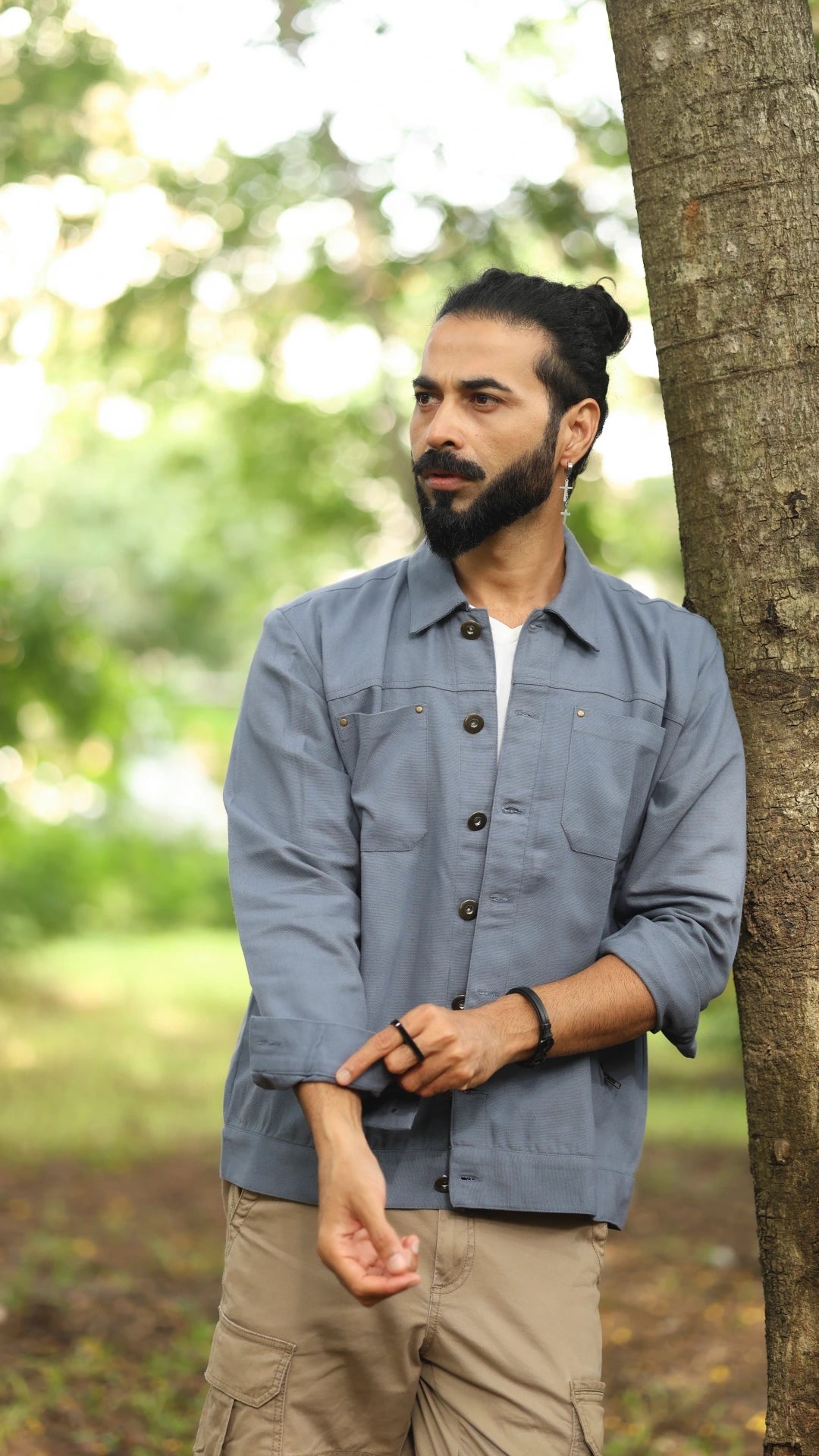 Men's Cotton Canvas Jacket - Sapphire Blue