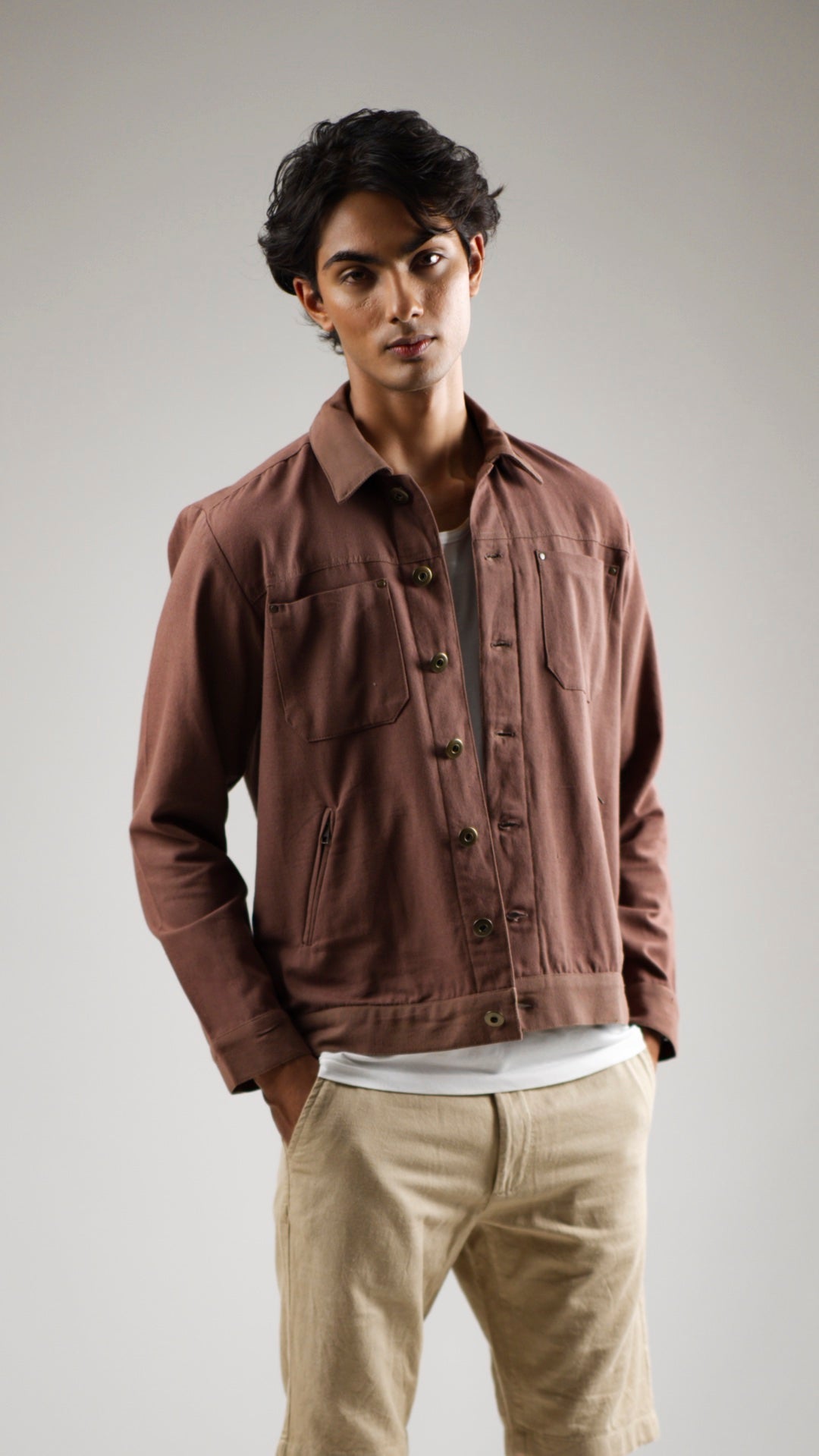 Men's Cotton Canvas Jacket - Cedar Brown