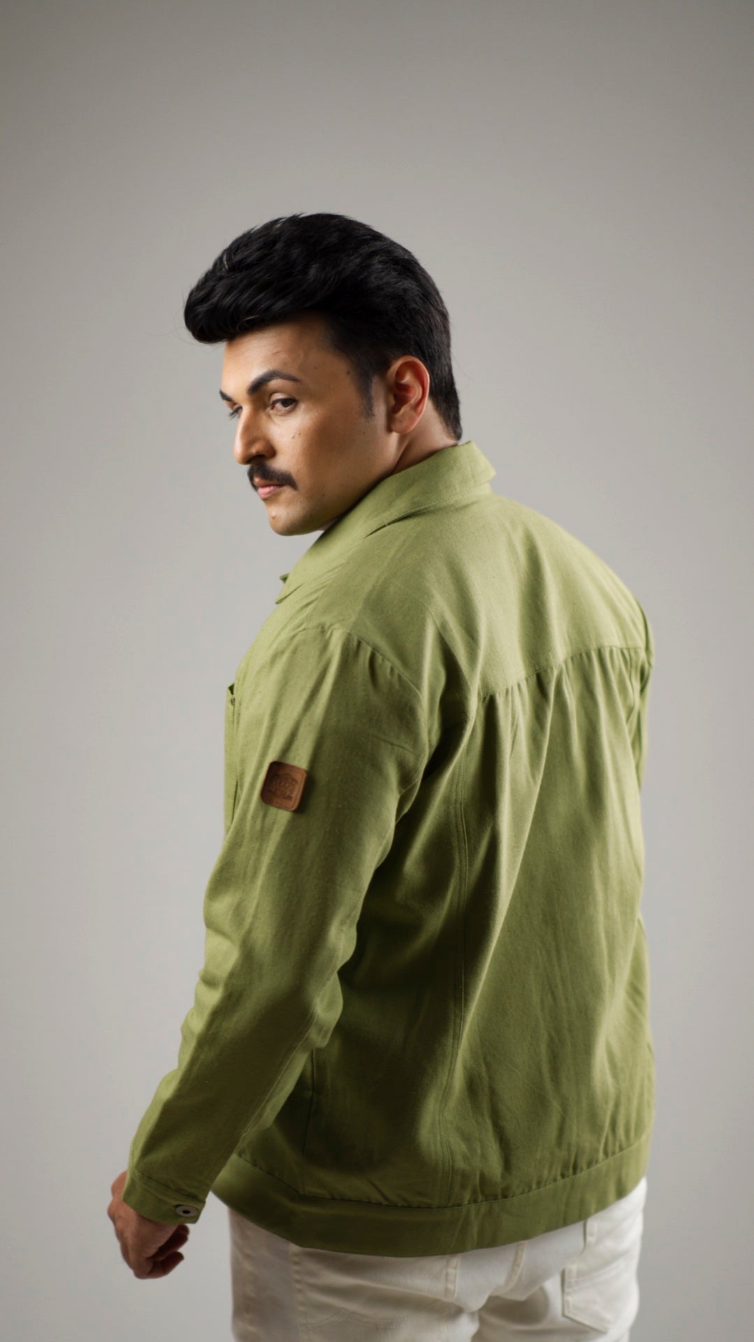 Men's Cotton Canvas Jacket - Moss Green