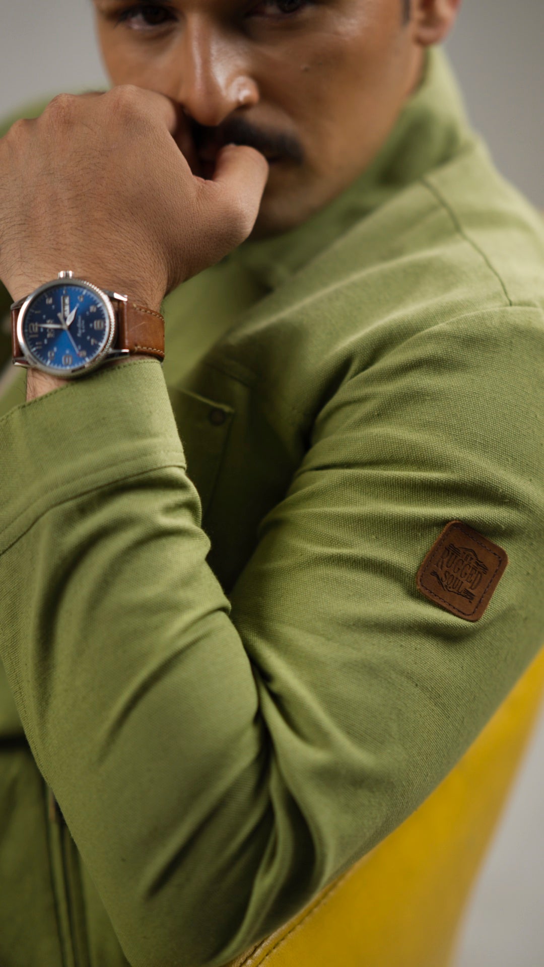 Men's Cotton Canvas Jacket - Moss Green