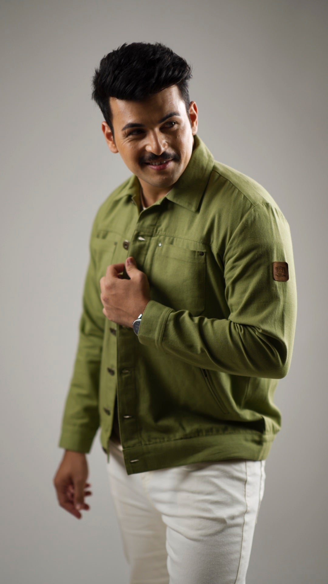 Men's Cotton Canvas Jacket - Moss Green