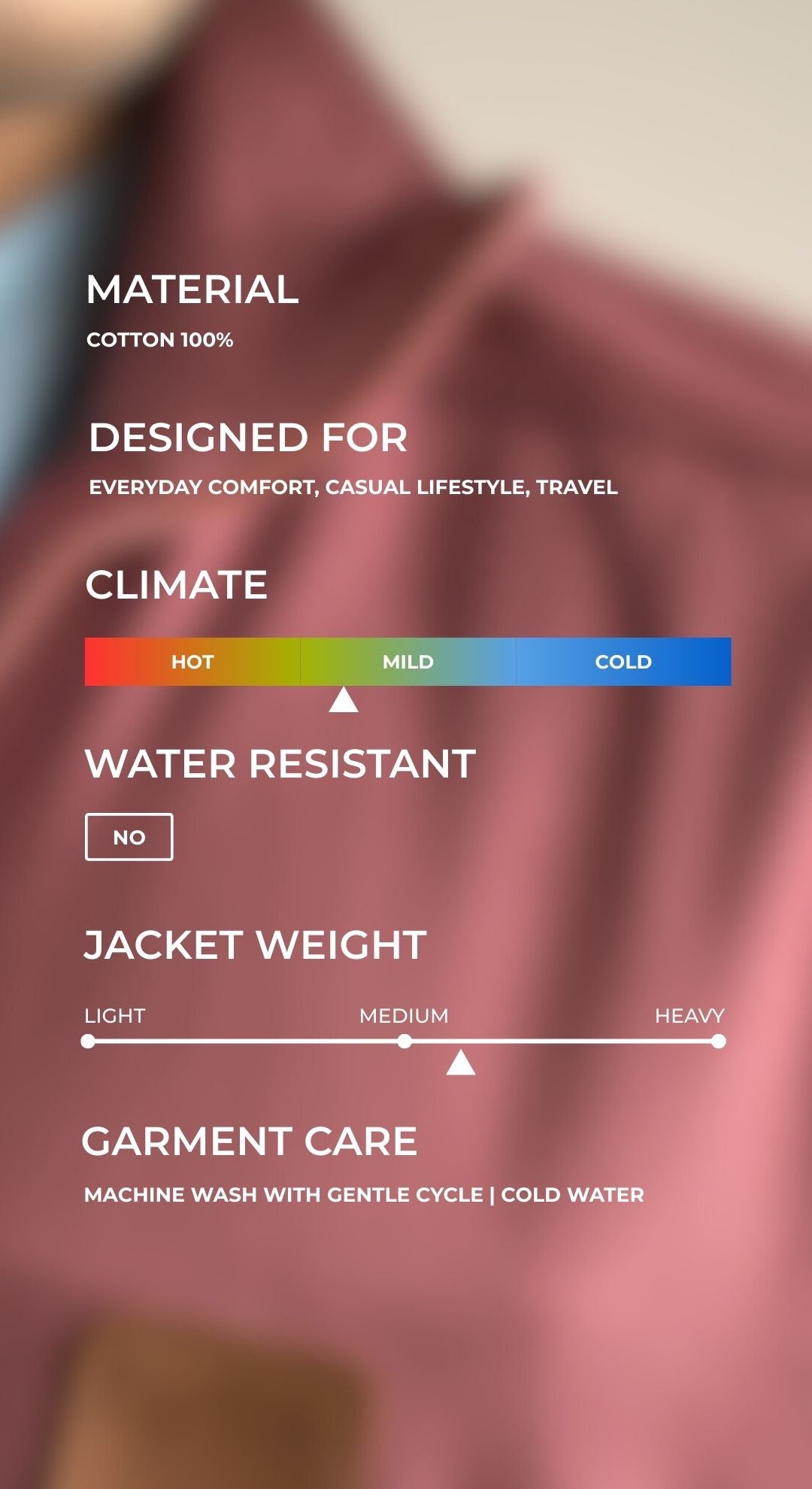 Men's Cotton Twill Jacket - Deep Garnet