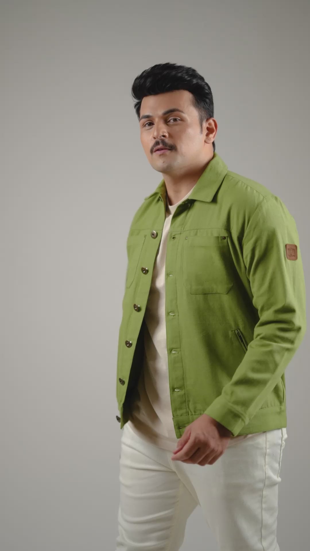 Men's Cotton Canvas Jacket - Moss Green