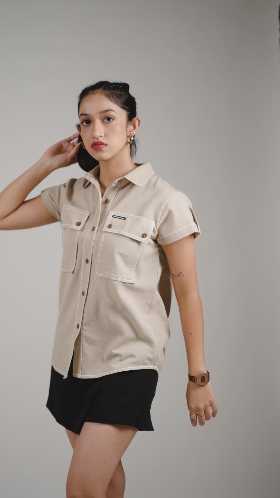 Women's Cotton Linen Shirt - Desert Khaki