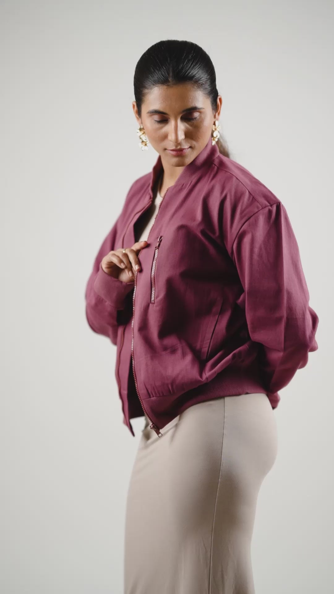 Women's Cotton Twill Jacket - Crimson Rouge