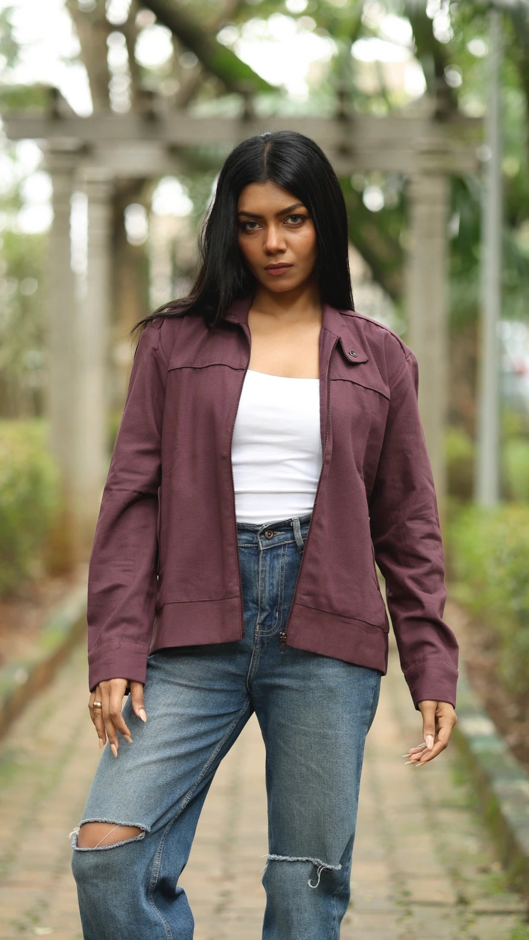 Women's Cotton Canvas Jacket - Orchid Plum