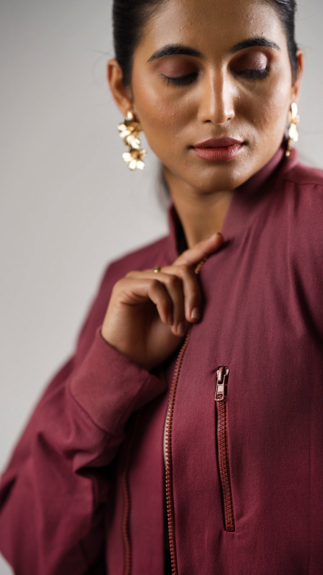 Women's Cotton Twill Jacket - Crimson Rouge