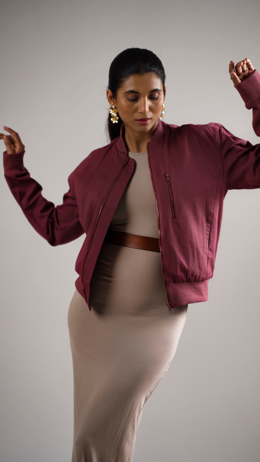 Women's Cotton Twill Jacket - Crimson Rouge