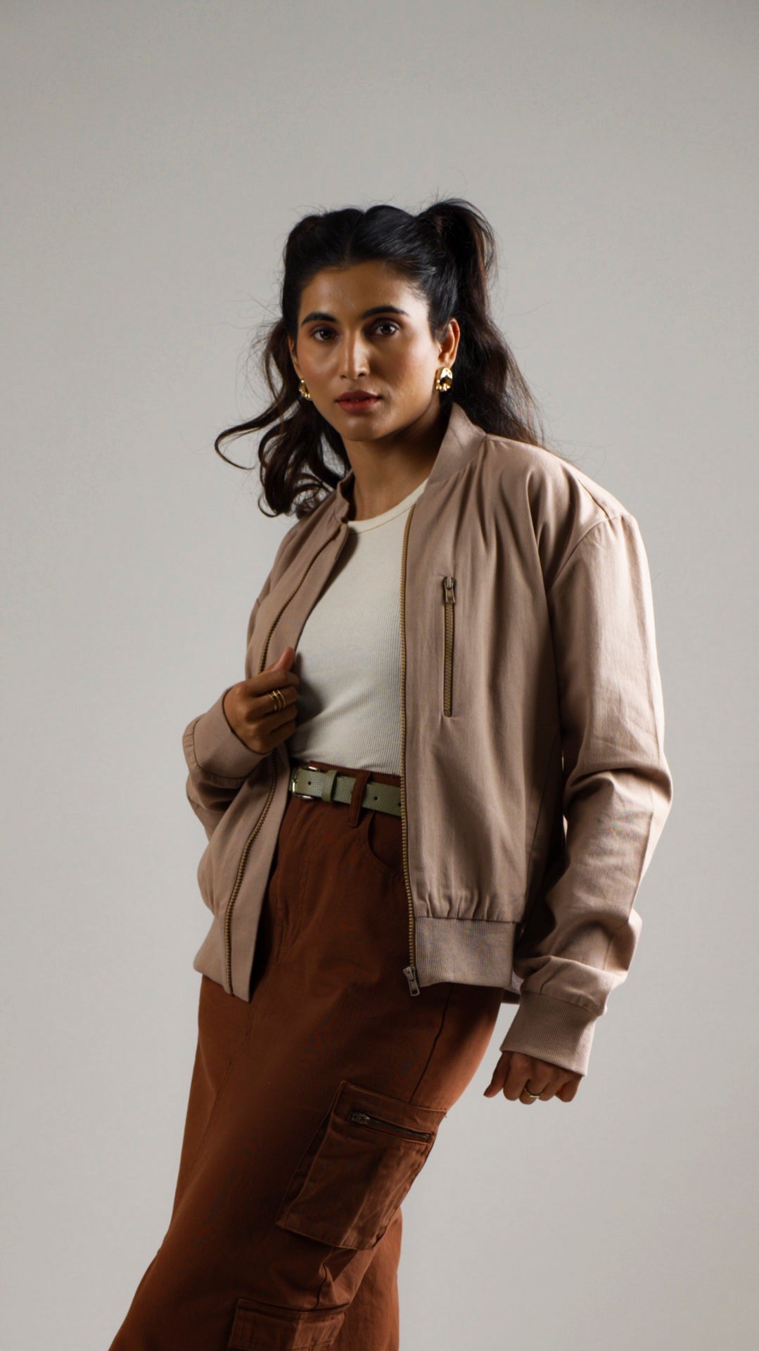 Women's Cotton Twill Jacket - Mocha Brown