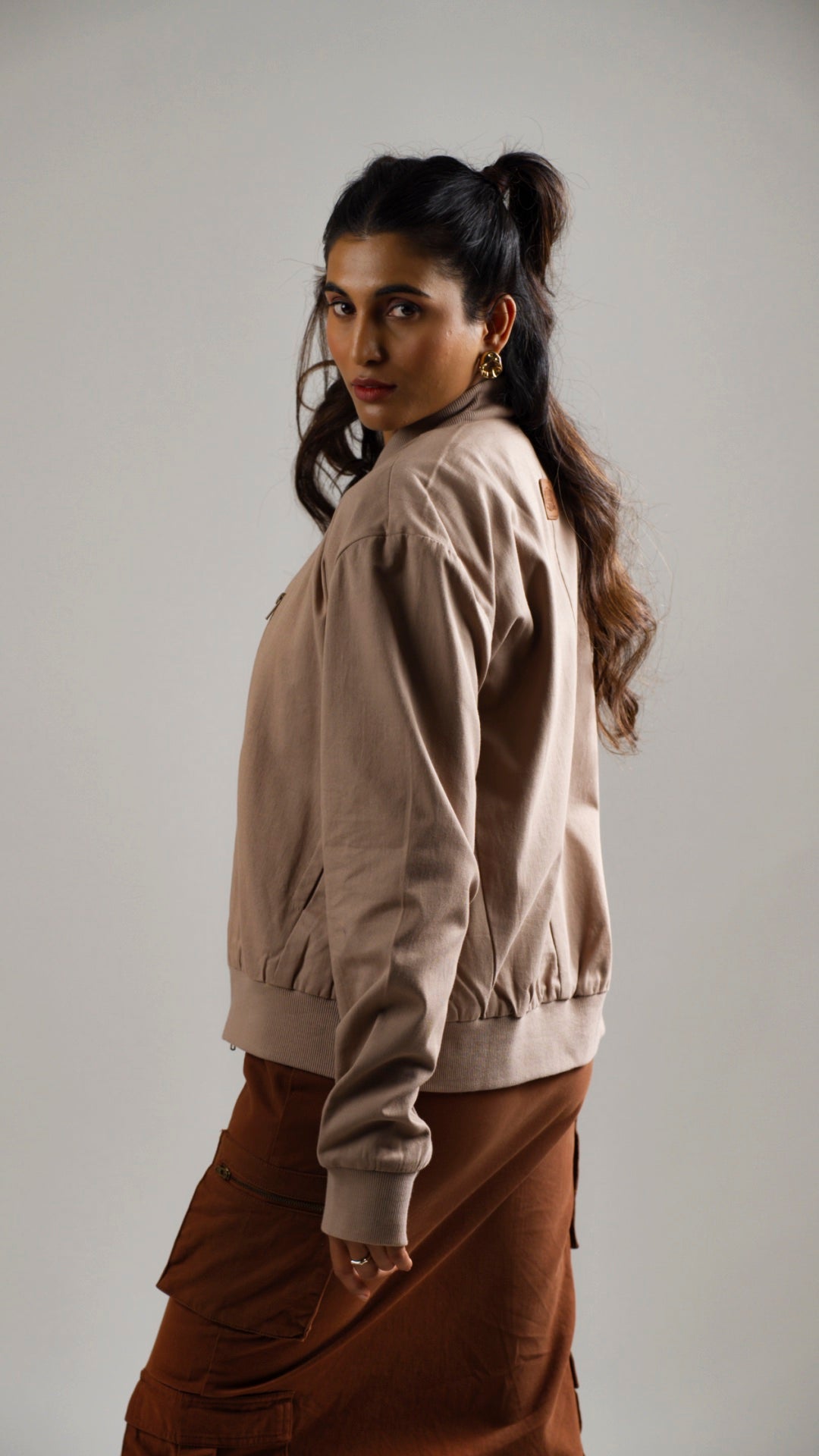 Women's Cotton Twill Jacket - Mocha Brown