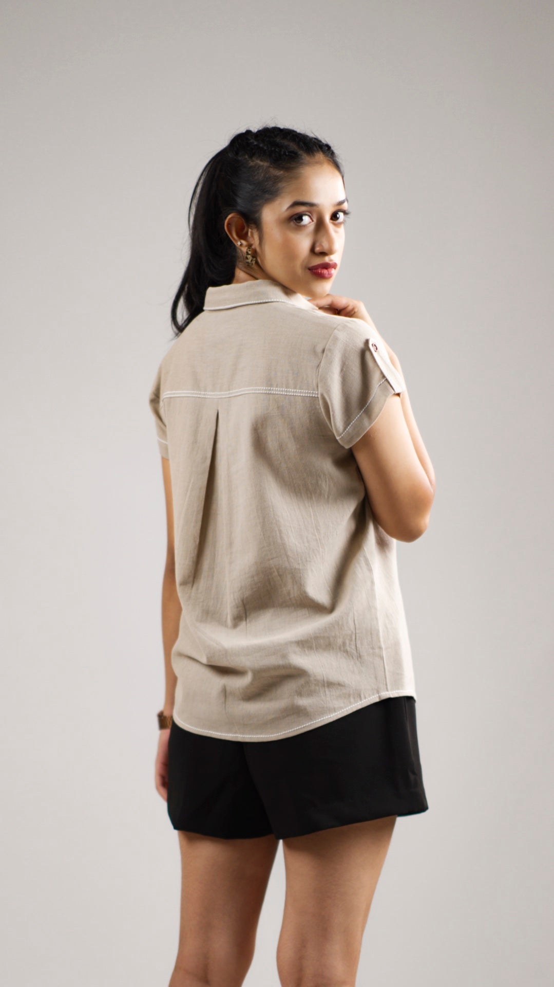 Women's Cotton Linen Shirt - Desert Khaki