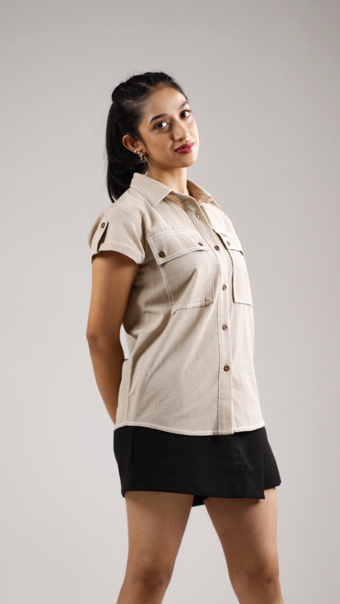 Women's Cotton Linen Shirt - Desert Khaki