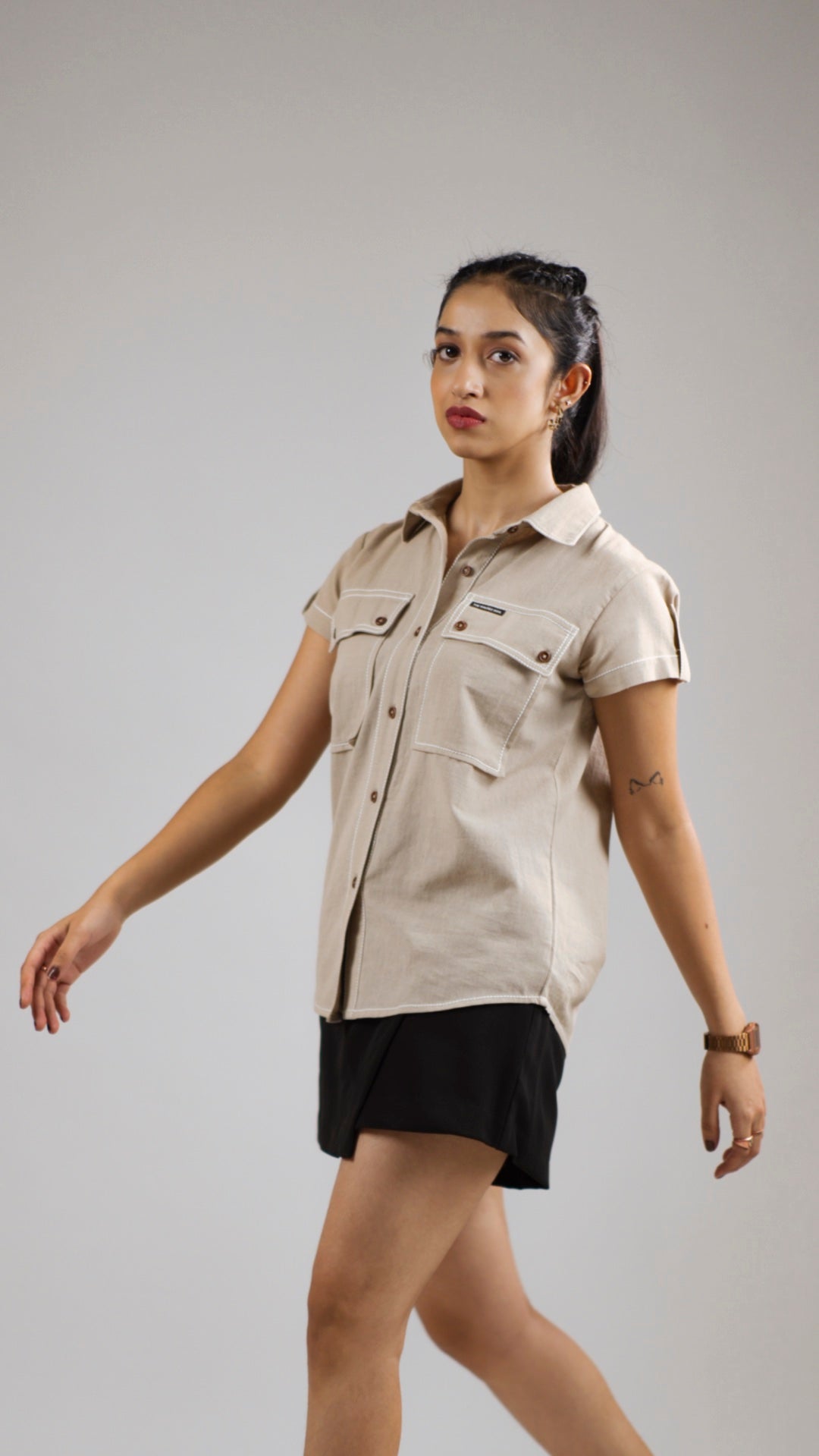 Women's Cotton Linen Shirt - Desert Khaki