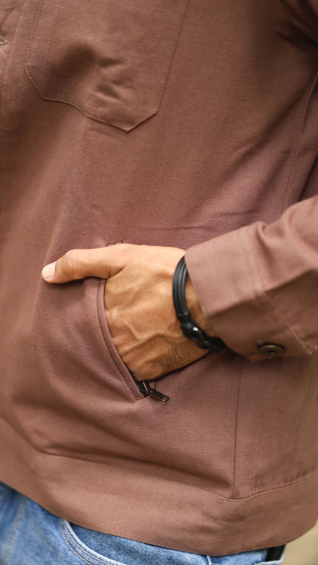 Men's Cotton Canvas Jacket - Cedar Brown