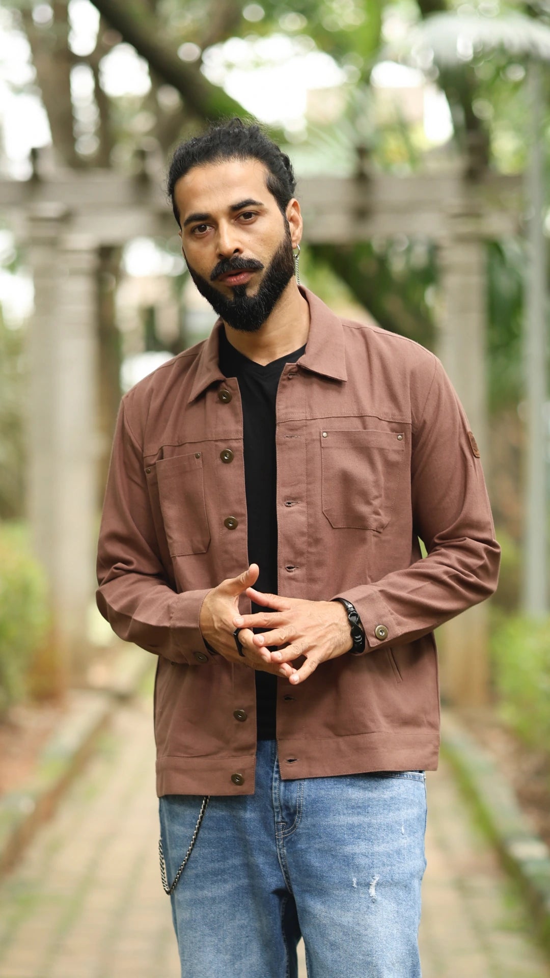 Men's Cotton Canvas Jacket - Cedar Brown