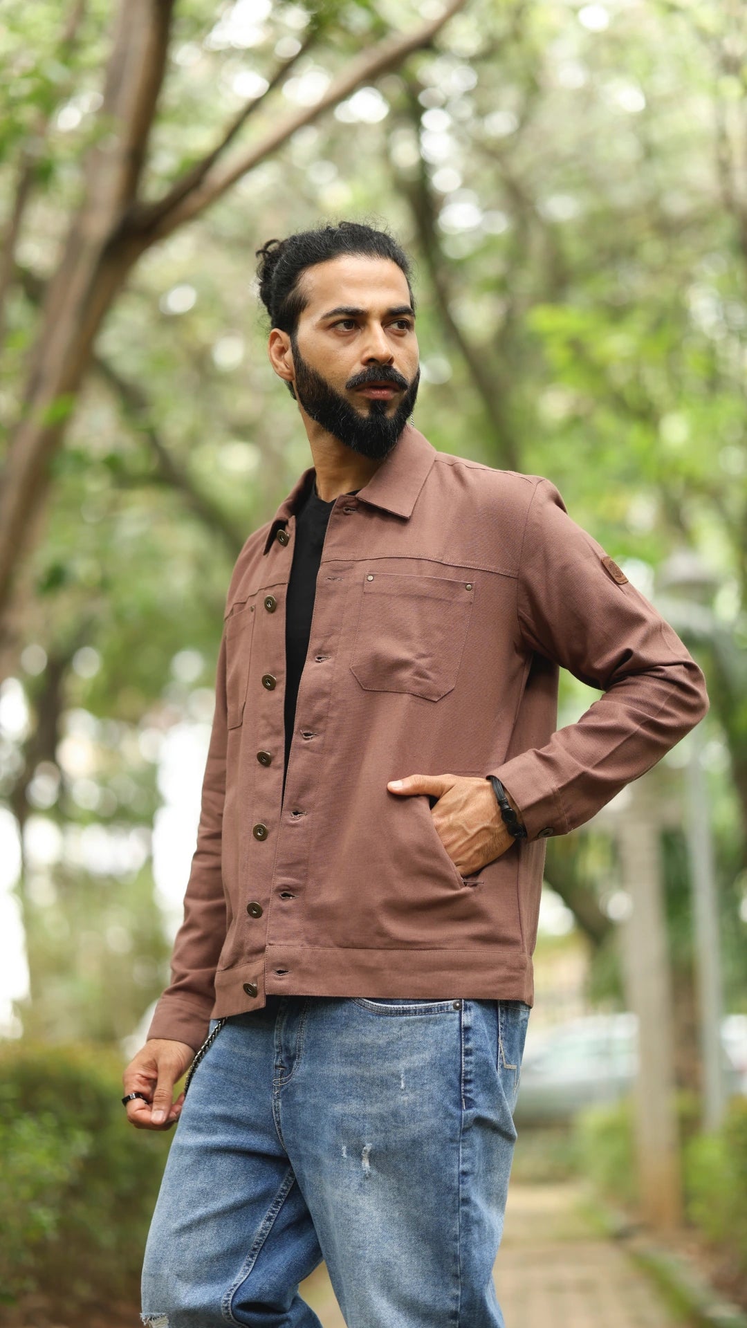Men's Cotton Canvas Jacket - Cedar Brown