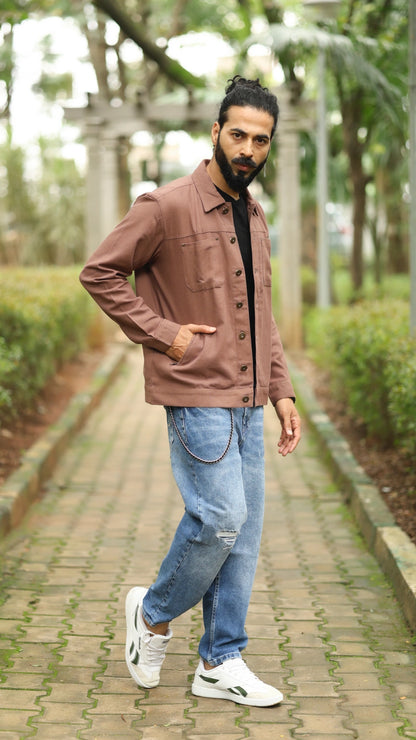 Men's Cotton Canvas Jacket - Cedar Brown