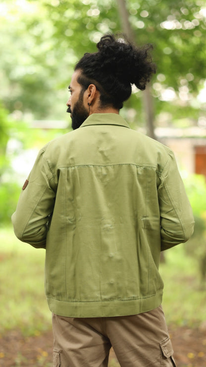 Men's Cotton Canvas Jacket - Moss Green