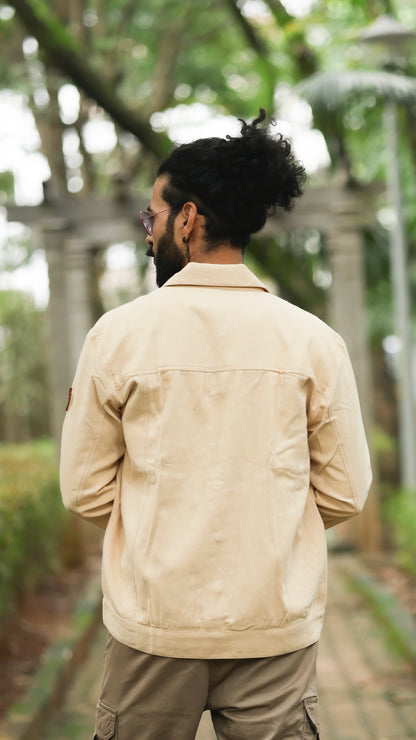 Men's Cotton Canvas Jacket - Sandstone Beige