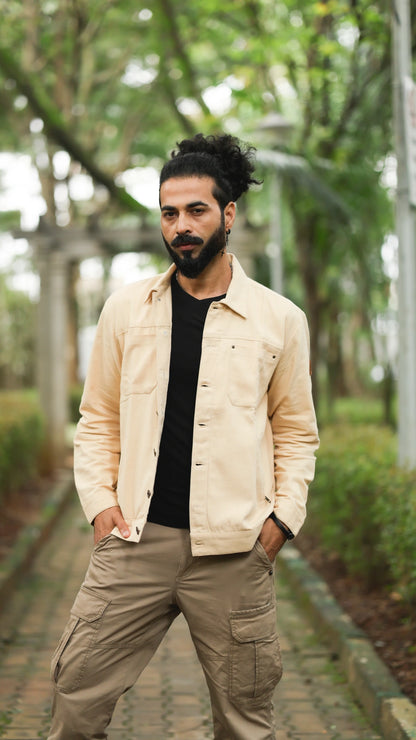 Men's Cotton Canvas Jacket - Sandstone Beige
