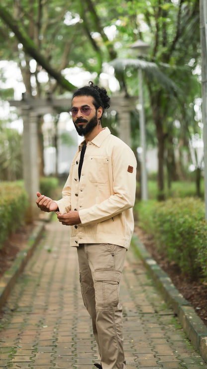Men's Cotton Canvas Jacket - Sandstone Beige