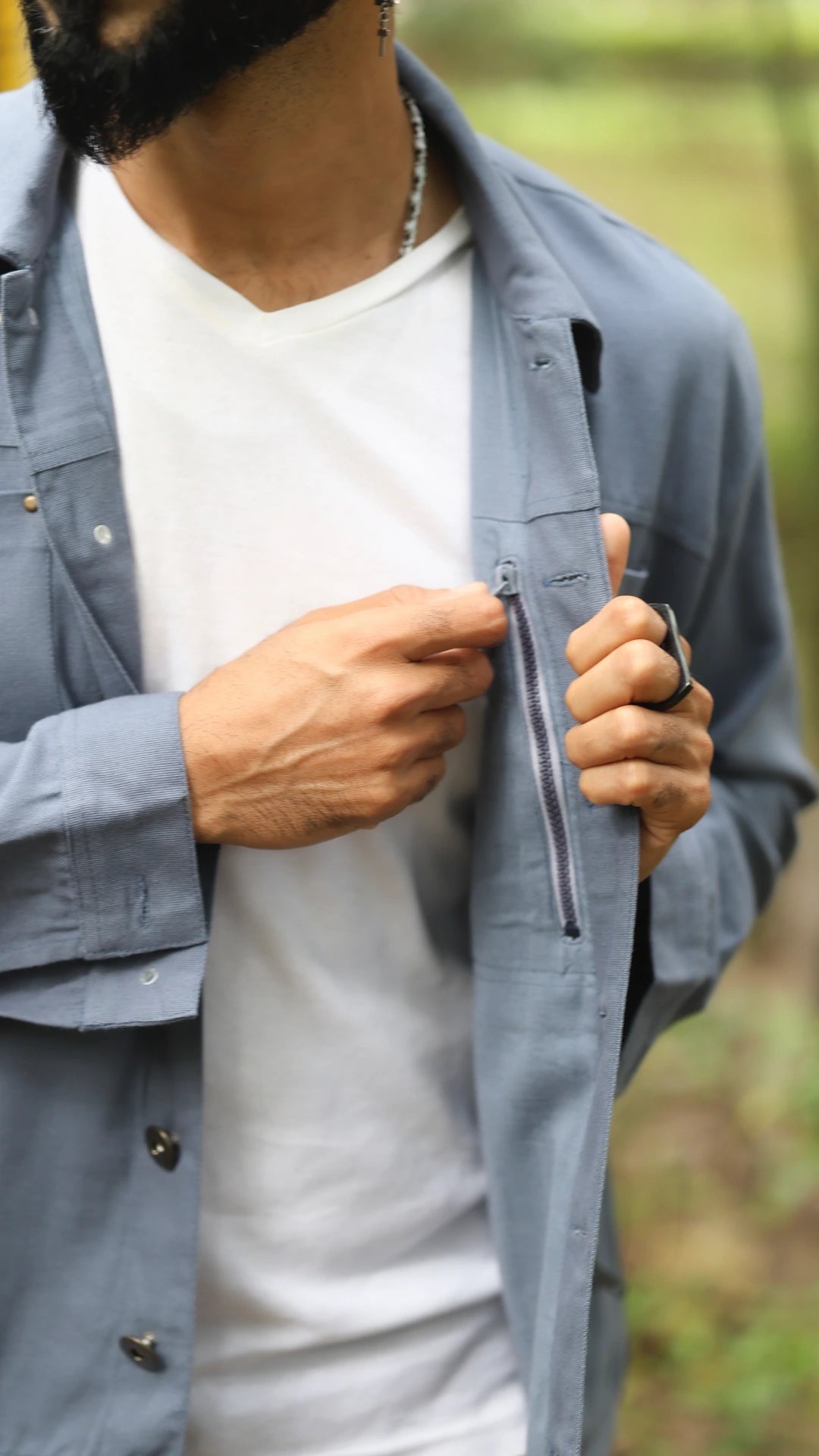 Men's Cotton Canvas Jacket - Sapphire Blue