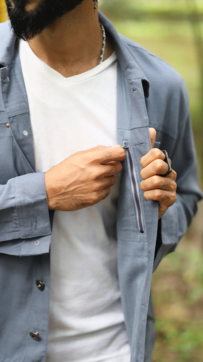 Men's Cotton Canvas Jacket - Sapphire Blue