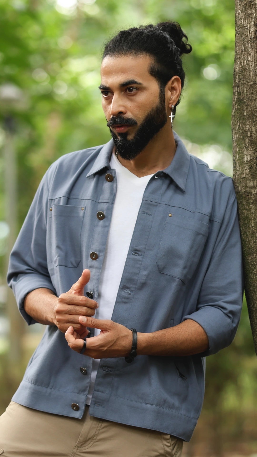 Men's Cotton Canvas Jacket - Sapphire Blue