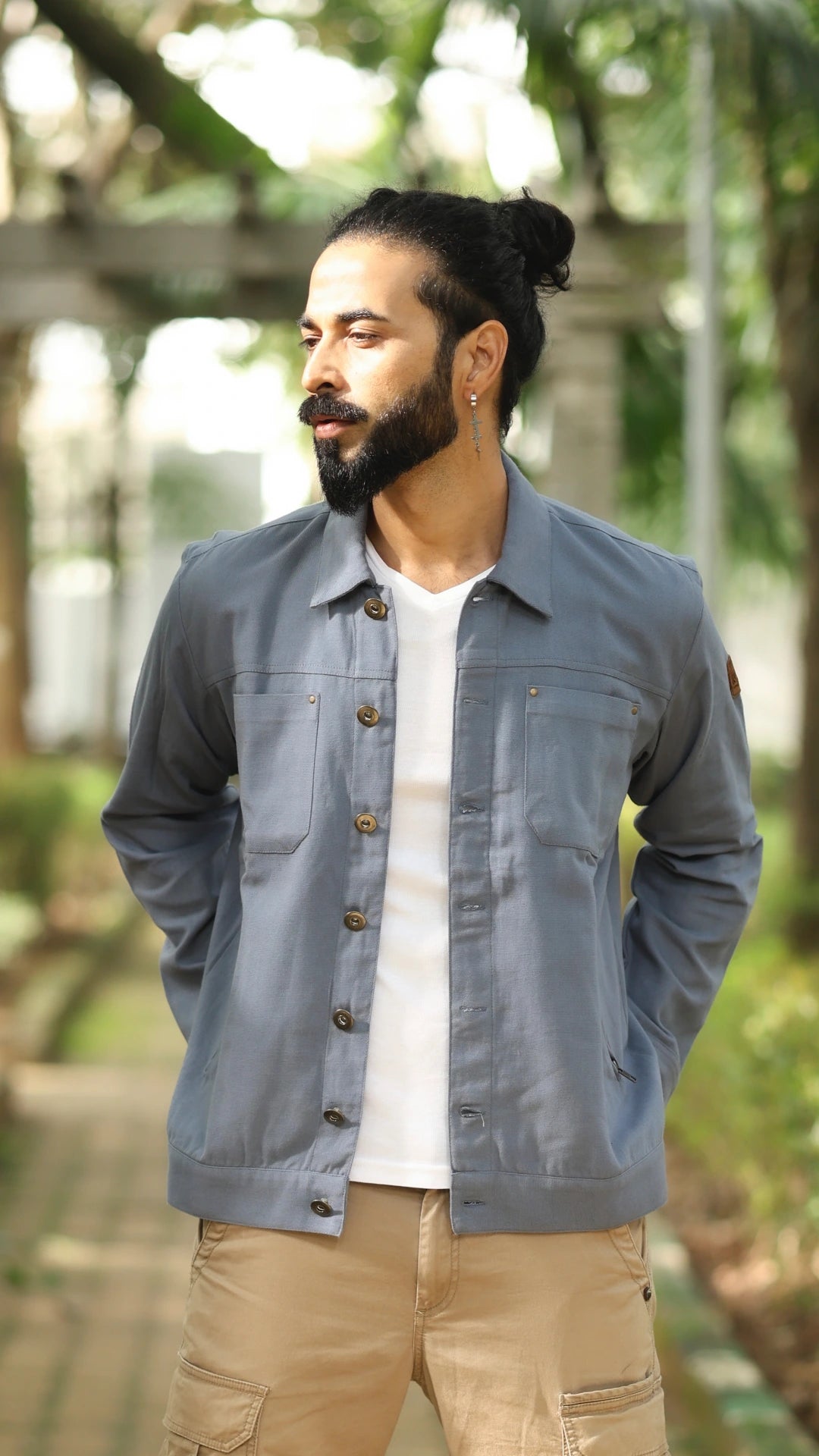 Men's Cotton Canvas Jacket - Sapphire Blue