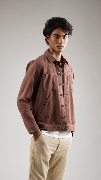Men's Cotton Canvas Jacket - Cedar Brown