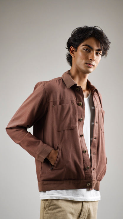 Men's Cotton Canvas Jacket - Cedar Brown