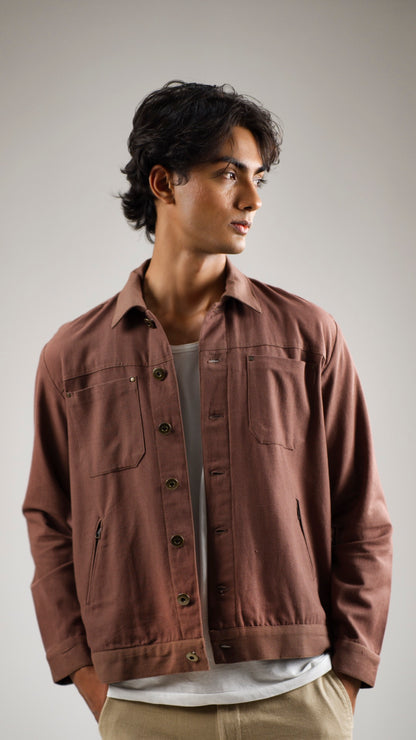 Men's Cotton Canvas Jacket - Cedar Brown
