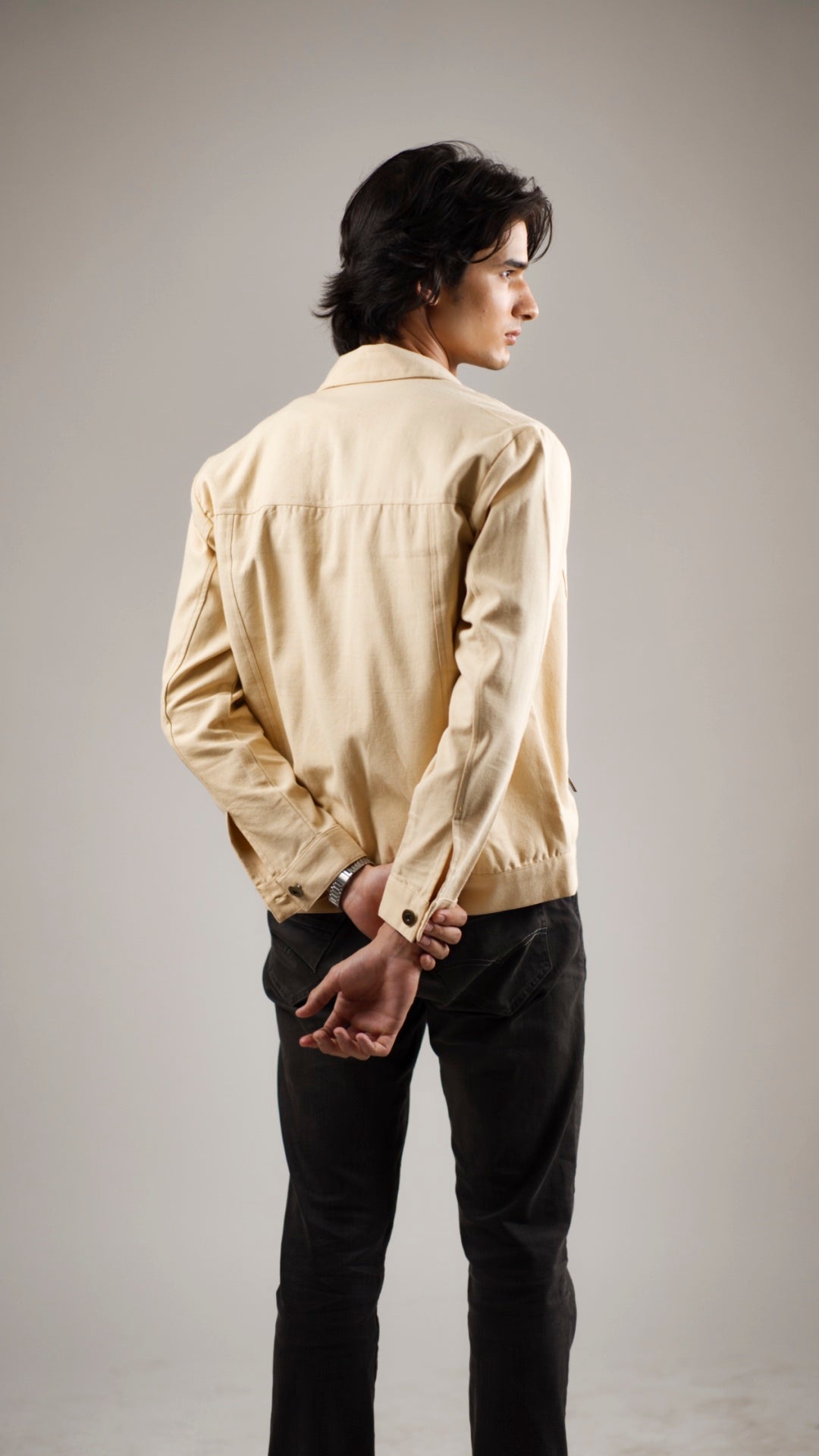 Men's Cotton Canvas Jacket - Sandstone Beige