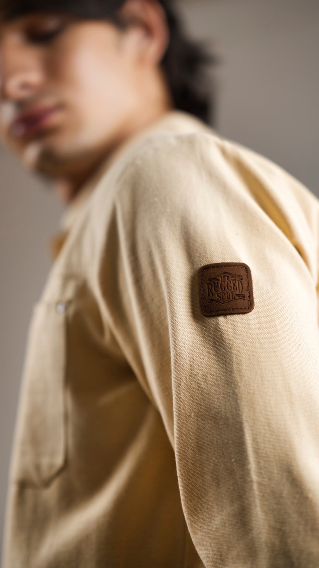 Men's Cotton Canvas Jacket - Sandstone Beige