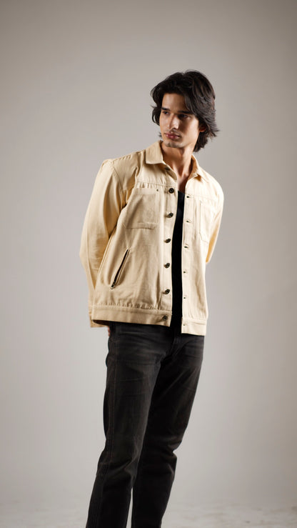 Men's Cotton Canvas Jacket - Sandstone Beige