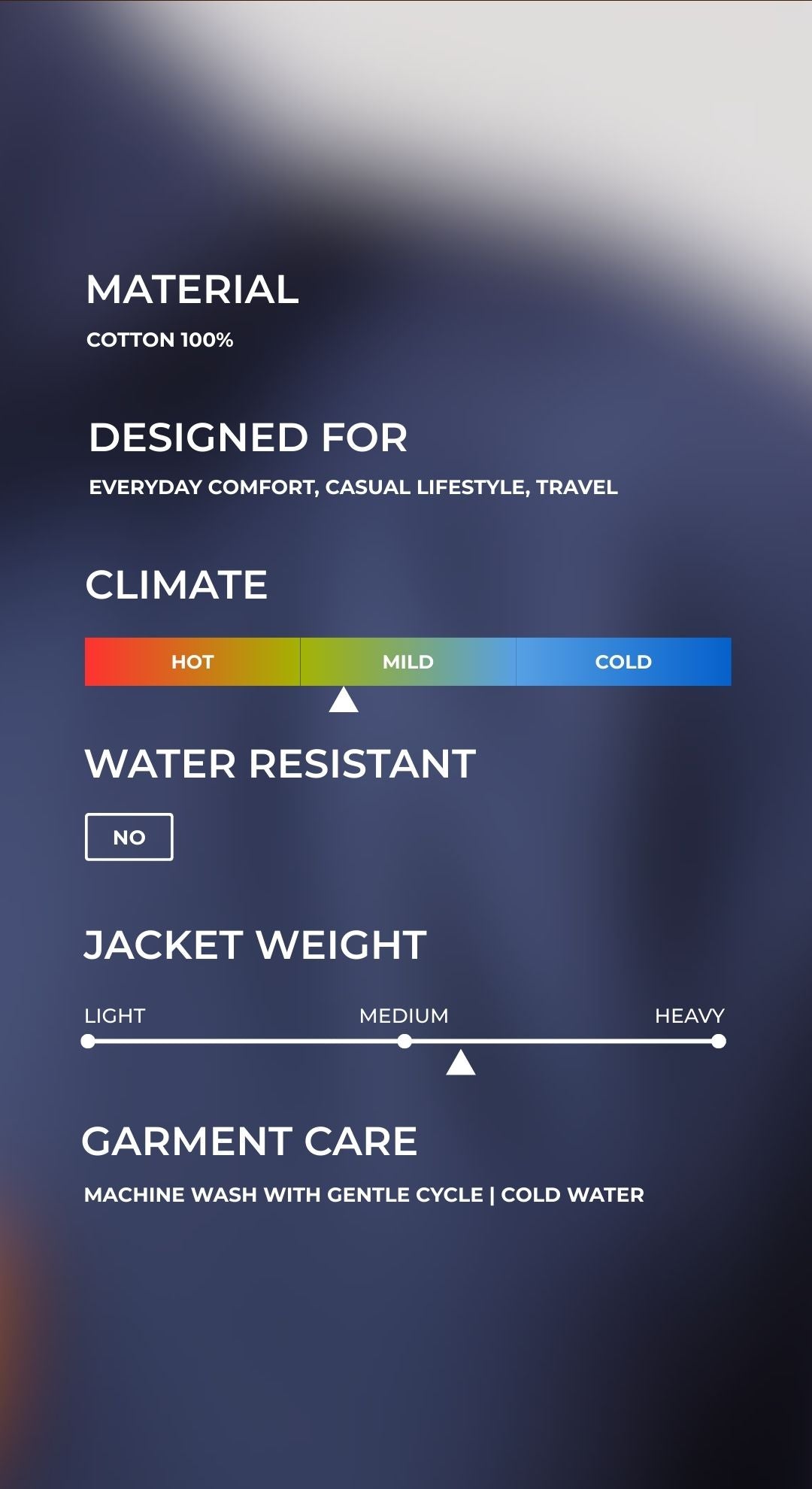 Men's Cotton Twill Jacket - Steel Blue