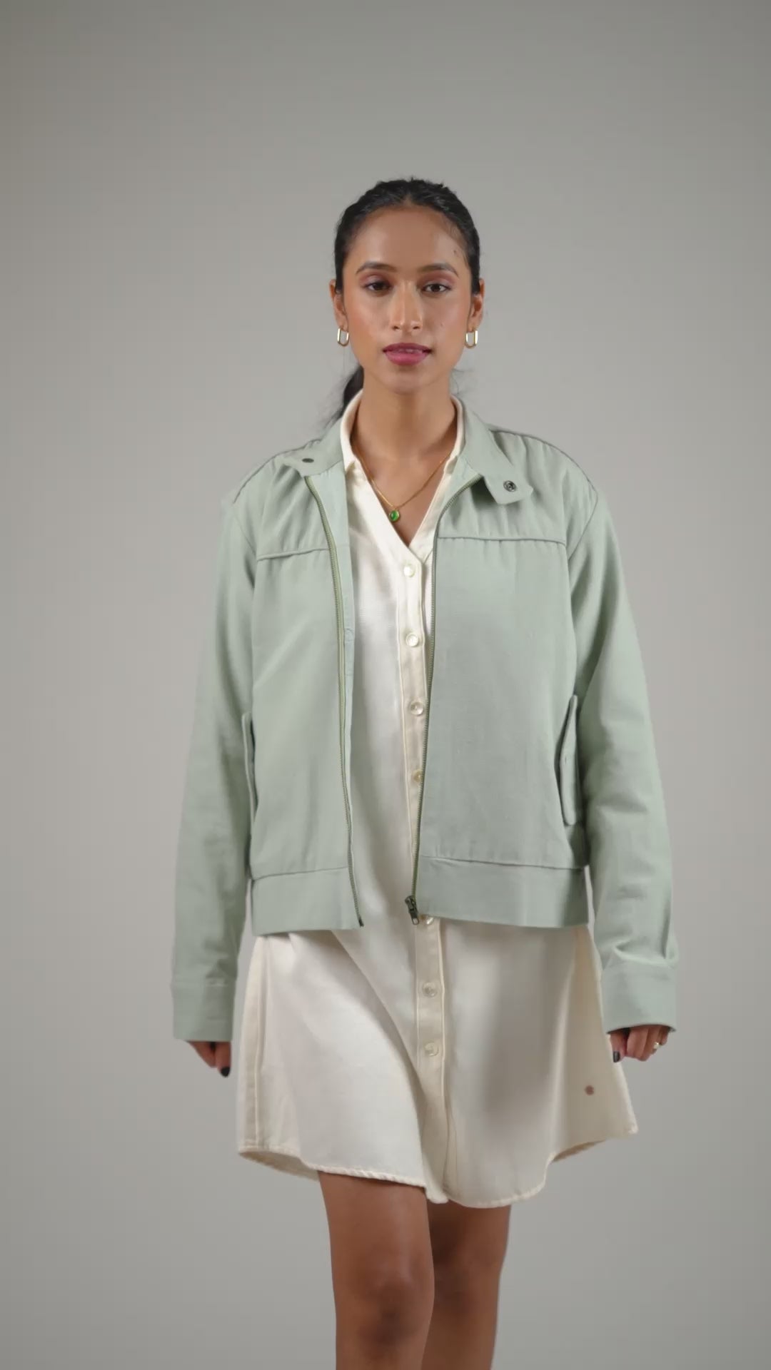 Women's Cotton Canvas Jacket - Olive Sage