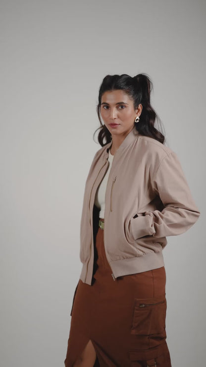 Women's Cotton Twill Jacket - Mocha Brown