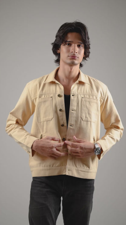 Men's Cotton Canvas Jacket - Sandstone Beige