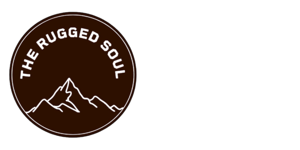 The Rugged Soul logo plus name in white on transparent bg
