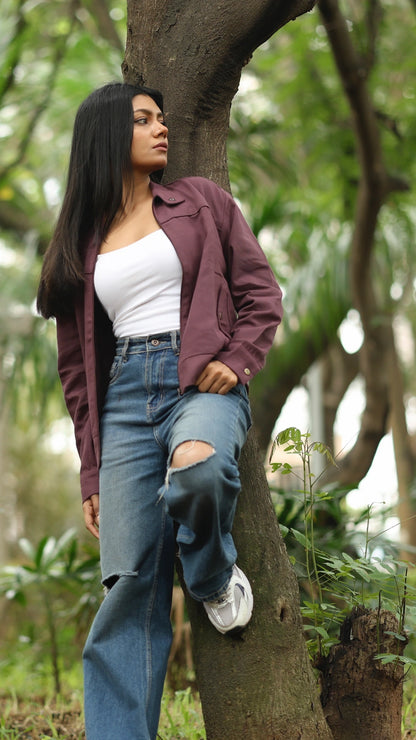 Women's Cotton Canvas Jacket - Orchid Plum