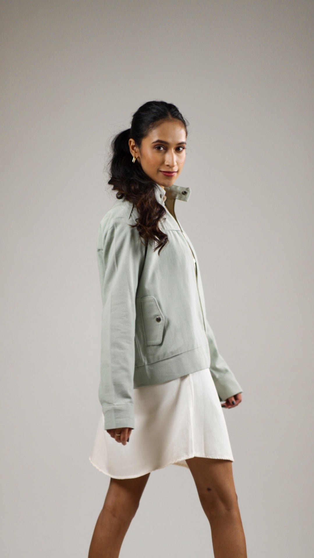 Women's Cotton Canvas Jacket - Olive Sage