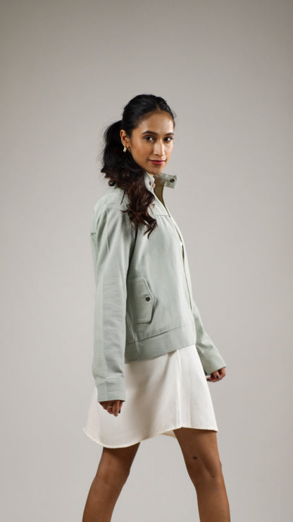 Women's Cotton Canvas Jacket - Olive Sage