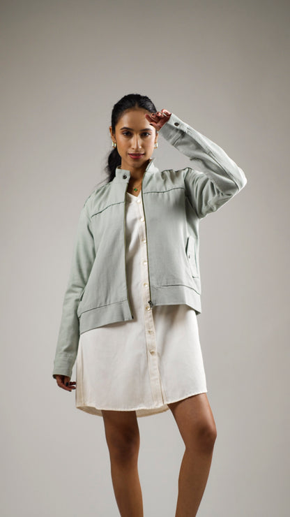 Women's Cotton Canvas Jacket - Olive Sage