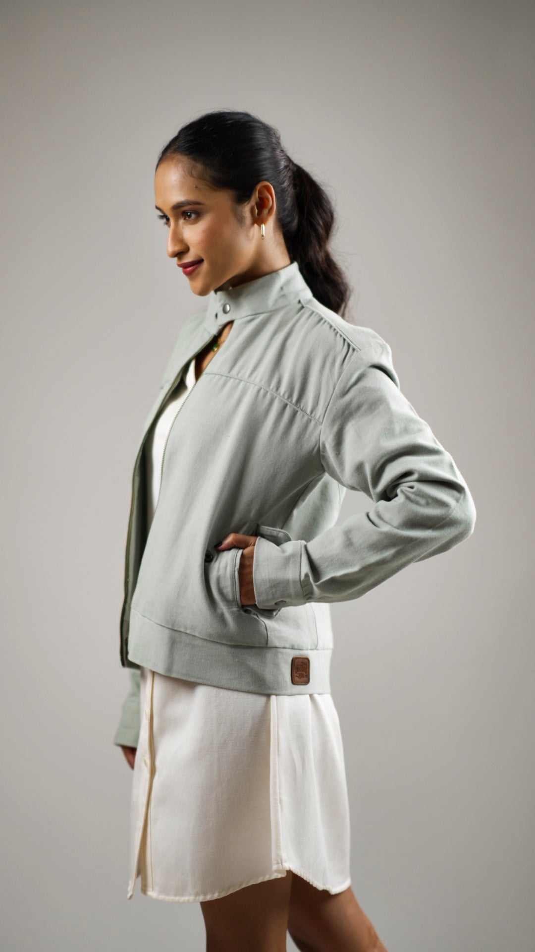 Women's Cotton Canvas Jacket - Olive Sage