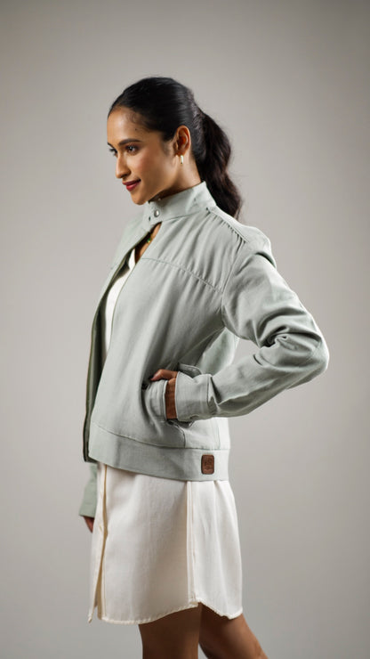 Women's Cotton Canvas Jacket - Olive Sage