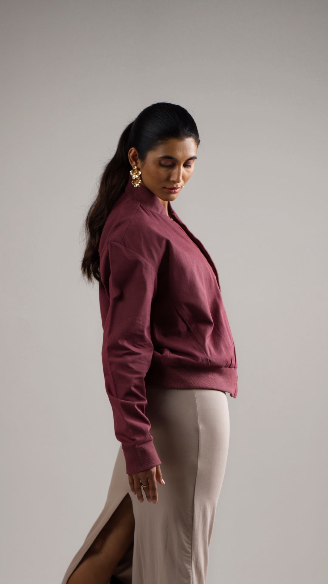 Women's Cotton Twill Jacket - Crimson Rouge
