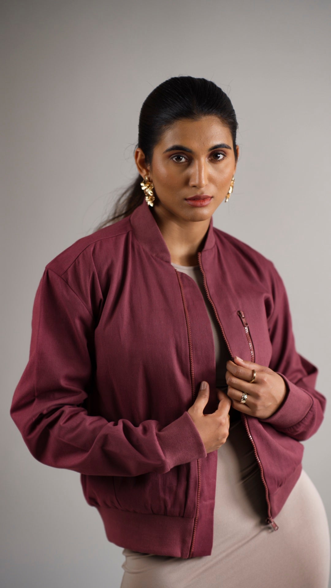 Women's Cotton Twill Jacket - Crimson Rouge